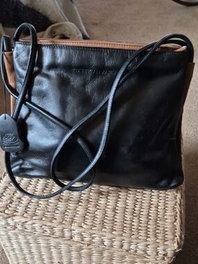 Derek Alexander Classic Black Leather Shoulder Bag